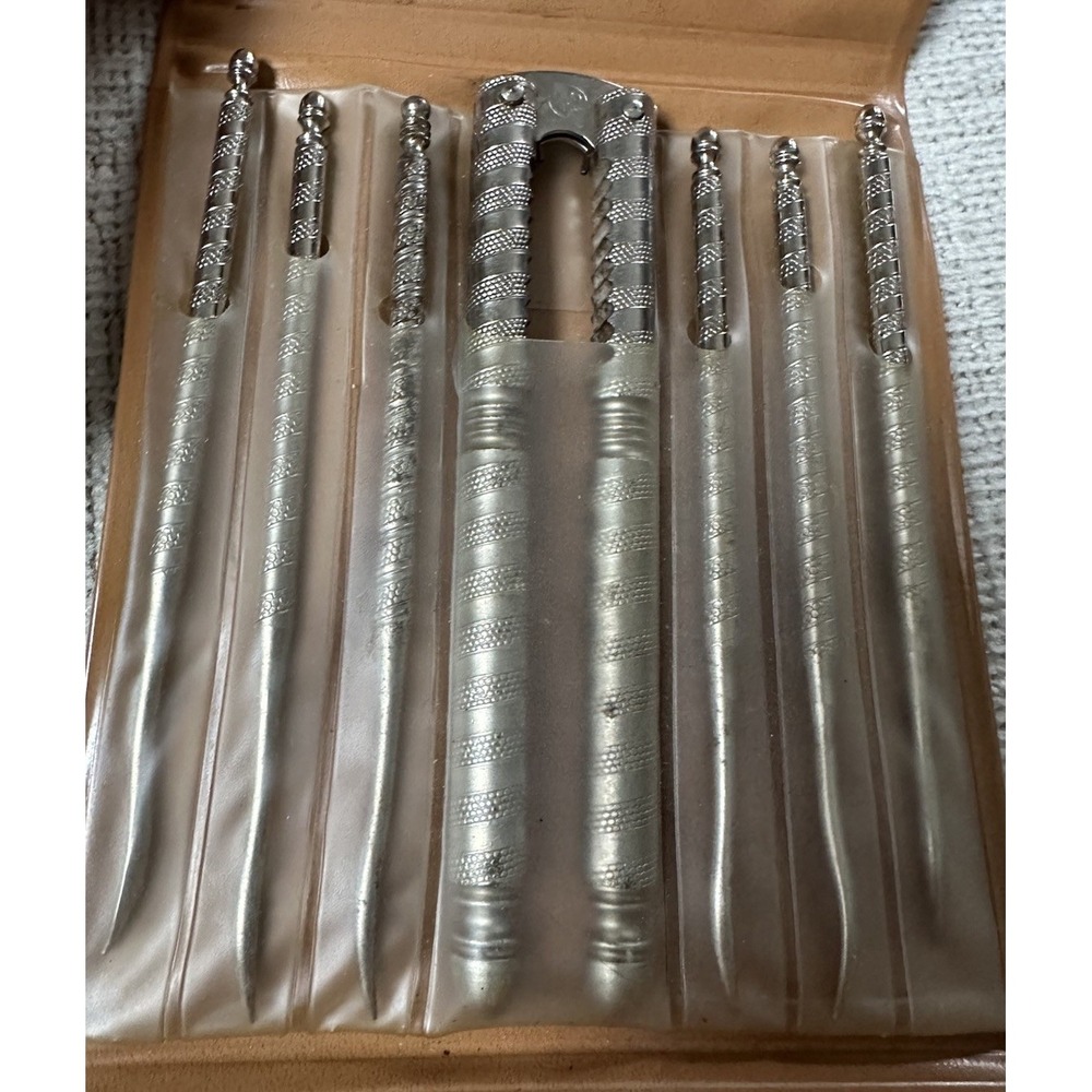 Vintage‎ HMQ Metal Nutcracker with 6 Picks Set in Case